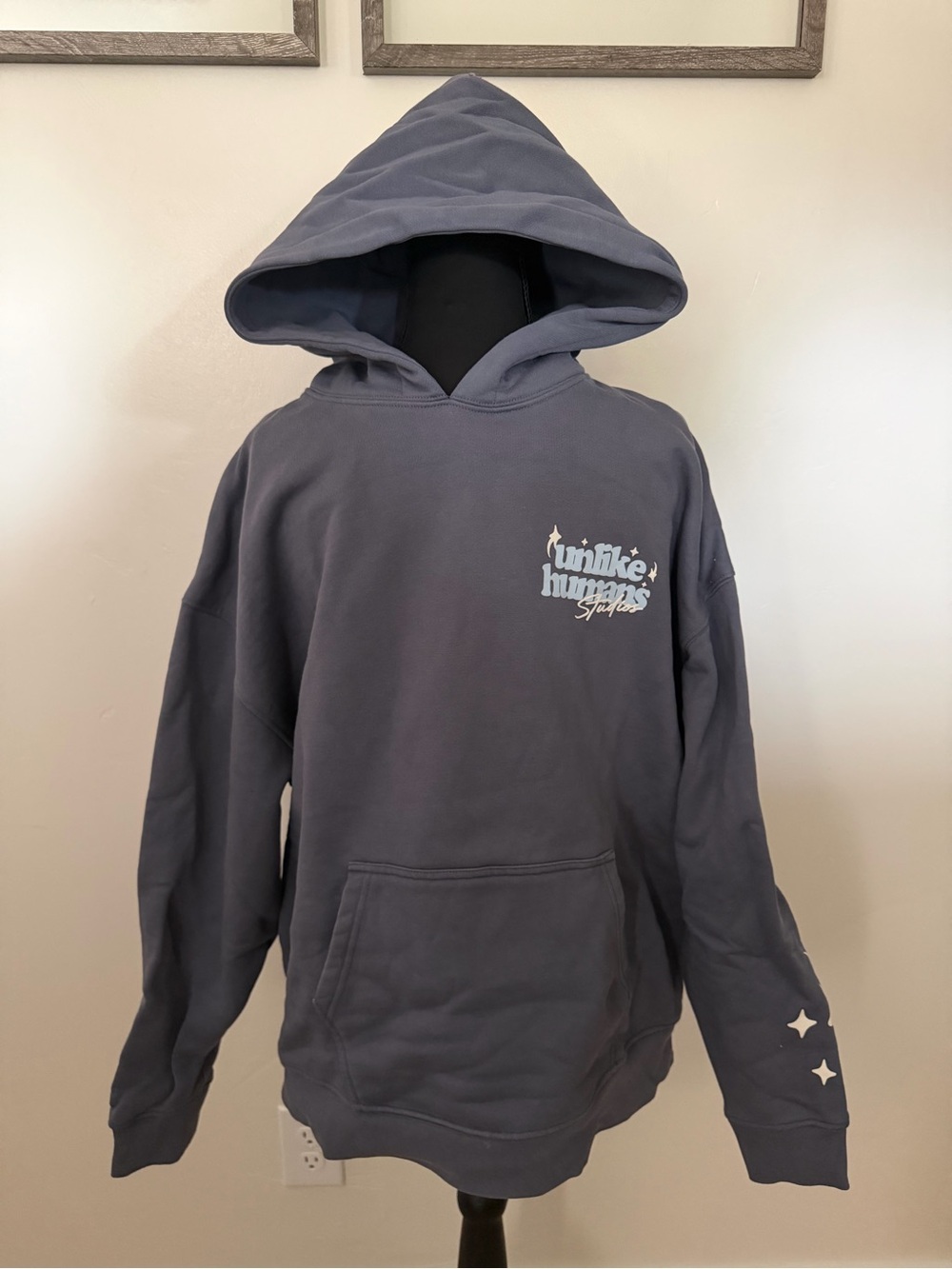 Unlike humans Slate Blue Logo Hoodie -